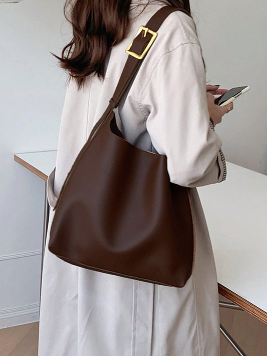 Bolso Estilo Cilindro Slouchy Vintage con Capacidad Grande de SHEIN