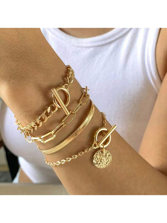 Juego de Pulseras en Cadena de Hueso de Serpiente, una Opçión Moderna y Estilosa para Cualquier Ocasión