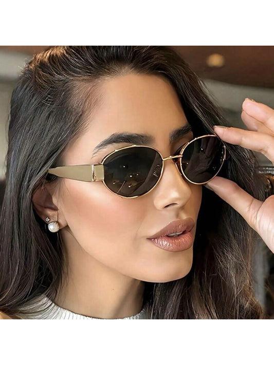 Gafas decorativas ova ladas Vintage con Marco Metálico, Ideales para un Look Distintivo